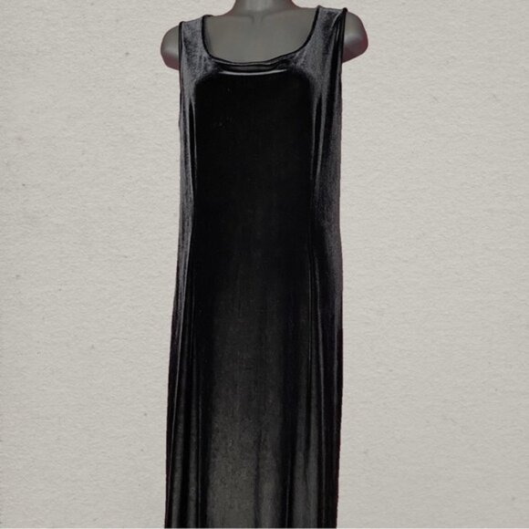 Vintage Robbie Bee Black Velvet Sleeveless Maxi Dress - Picture 1 of 5